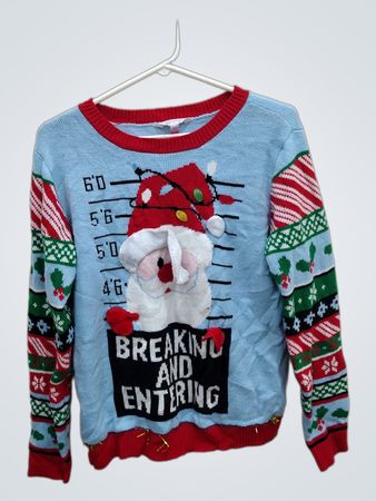 No Boundaries Breaking and Entering Santa Christmas Sweater