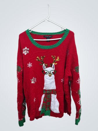 United States Sweaters Red Christmas Llama Sweater
