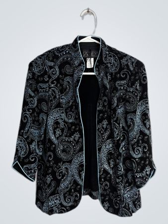 Alex Evenings Black Sequined Paisley Jacket