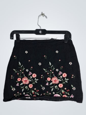 mi ami black floral skirt