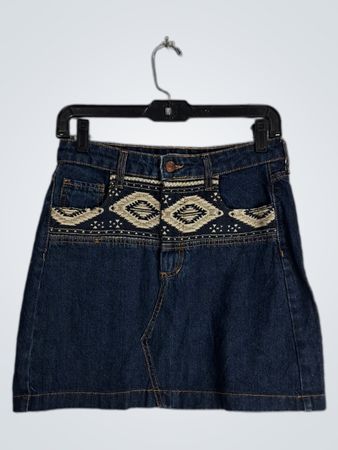 Stradivarius Embroidered Denim Mini Skirt