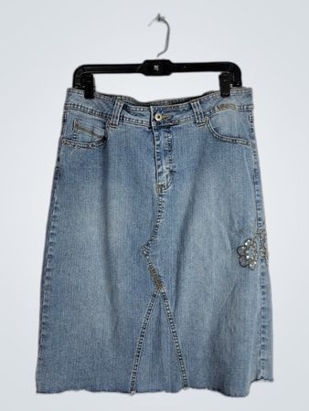 Blue Denim Skirt with Embellishments