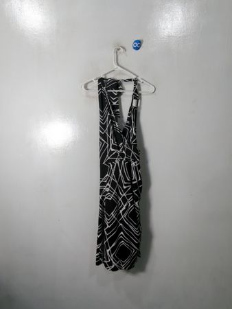 Le Château Black Geometric Print Wrap Dress