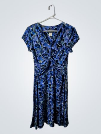 Connected Petite Blue Printed Wrap Midi Dress
