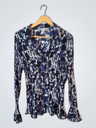 Fred David Purple and Black Patterned Blouse