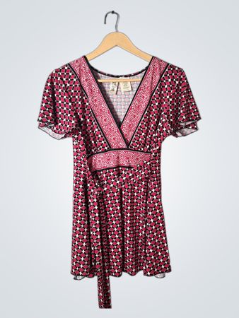 Women's Red and Black Geometric Pattern Dress