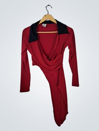 Body Wrappers Red Long Sleeve Wrap Top