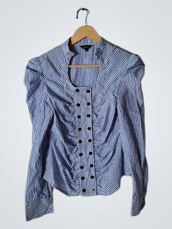 Blue and White Striped Button Down Shirt