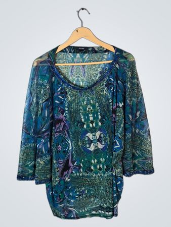 Alfani Teal Printed Blouse