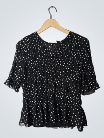 Express Black Polka Dot Ruffled Blouse