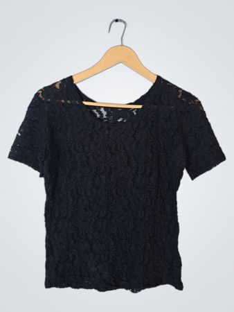 Unbranded Black Lace Short Sleeve Top
