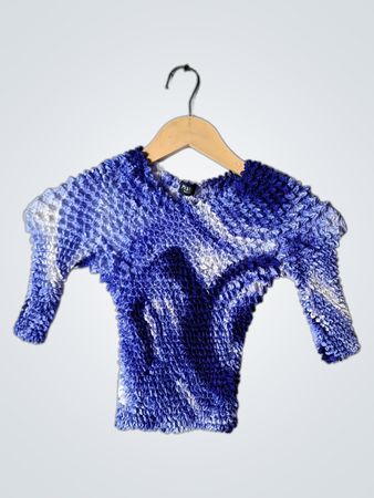 Periscope Blue Ruffled Top