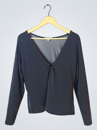 Charlotte Russe Black Long Sleeve Wrap Top