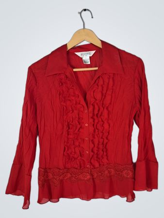 Allison Taylor Red Ruffle Blouse