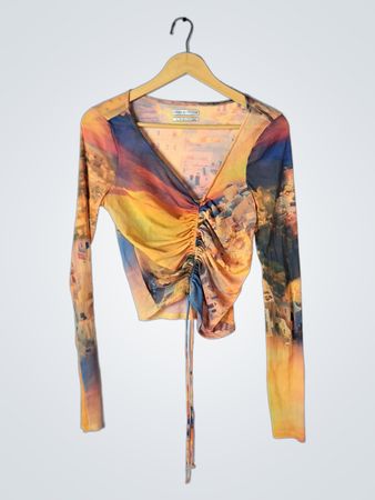 Urban Outfitters Scenic Print Long Sleeve Blouse