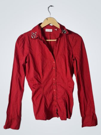 New York & Company Red Button-Up Shirt