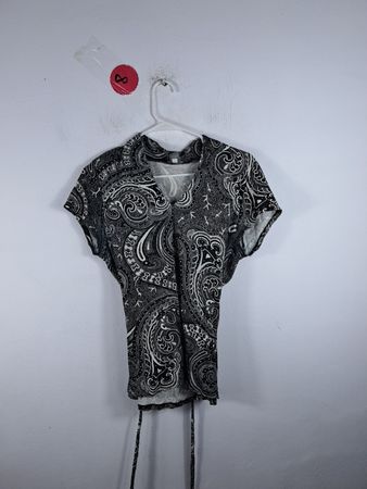 Ann Taylor Black and White Paisley Blouse