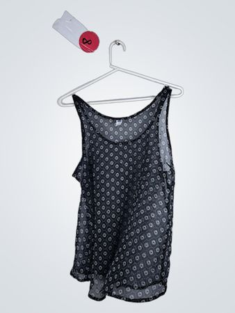 Old Navy Gray and White Floral Pattern Tank Top