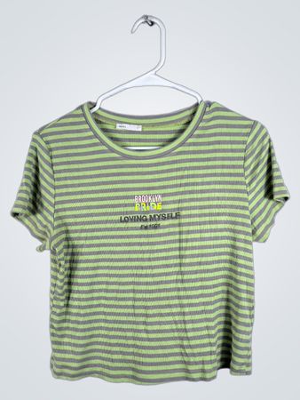 Green and Gray Striped T-Shirt
