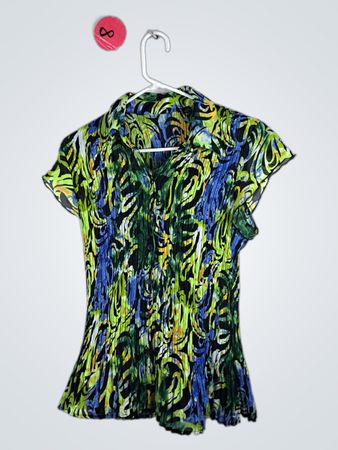 Blouse with Green and Blue Pattern