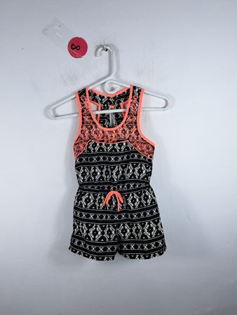 Black and Orange Patterned Romper