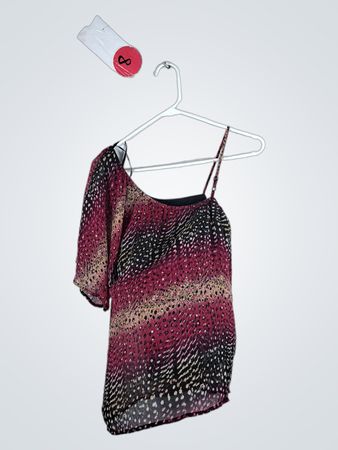 Blouse with Red, Black, and White Pattern