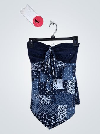 Blue Patchwork Tube Top