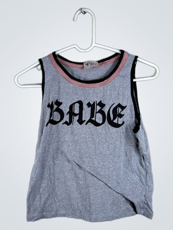 Gray Tank Top with Black and Pink Trim