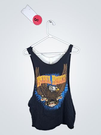 Black Sleeveless Top with Eagle Graphic