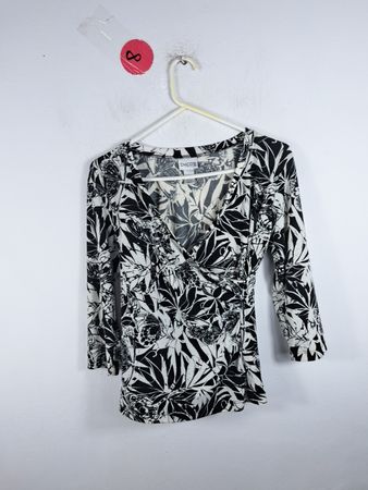 Chico's Black and White Floral Blouse