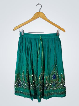 Green Embellished Skirt