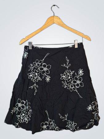 Unbranded Black Floral Embroidered Mini Skirt