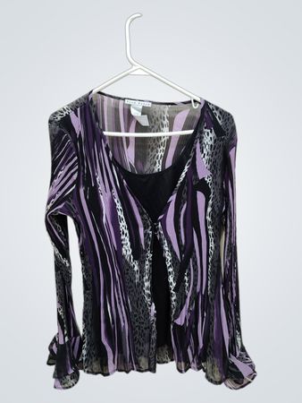 Fred David Purple and Black Striped Top