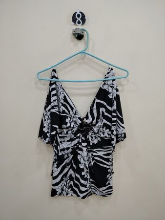 Black and White Zebra Floral Top