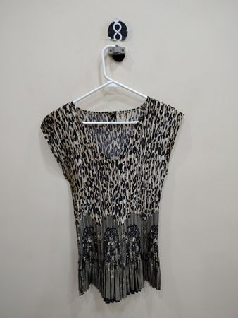 Animal Print Fringed Top