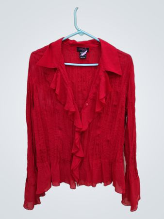 Red Ruffled Blouse