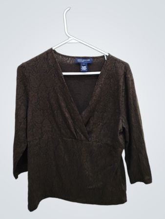 Jones New York Brown Wrap Blouse