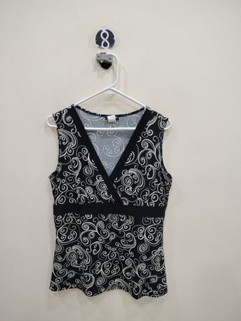 Perception Concept Black and White Paisley Top