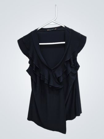Suzie in the City Black Ruffled Top