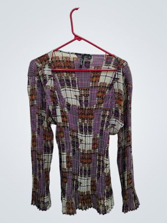 Blouse with Plaid Pattern
