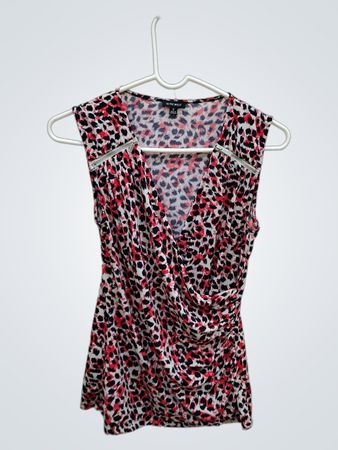 Nine West Leopard Print Sleeveless Wrap Top