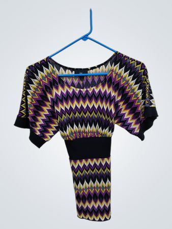IZ BYER CALIFORNIA Zig Zag Patterned Dress