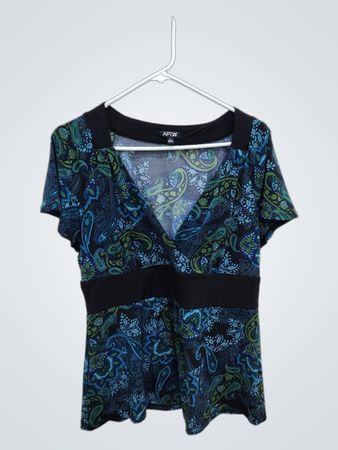 APT.9 Paisley Blue Green Top