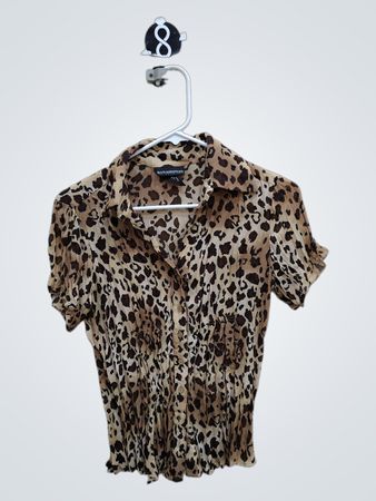 Petite Sophisticate Leopard Print Blouse