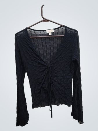 London Rose Black Sheer Top