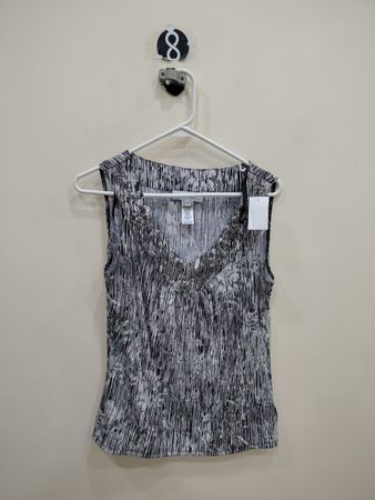 Nine West Black and White Striped Sleeveless Blouse