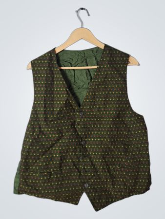 Green Vest with Yellow and Pink Pattern
