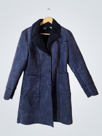 GAP Navy Suede Fur Collar Jacket