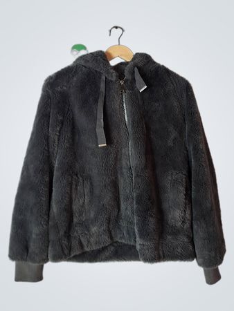 BELLIVERA Gray Faux Fur Hooded Jacket
