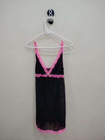 Black Lace Camisole with Pink Trim